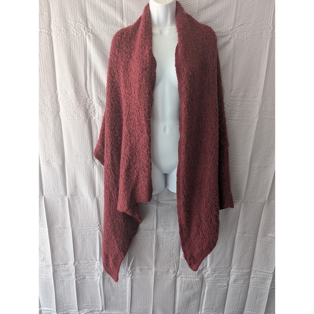 Jessica Simpson Womens Burgundy Popcorn Knit Draped Open Front Sweater Shawl